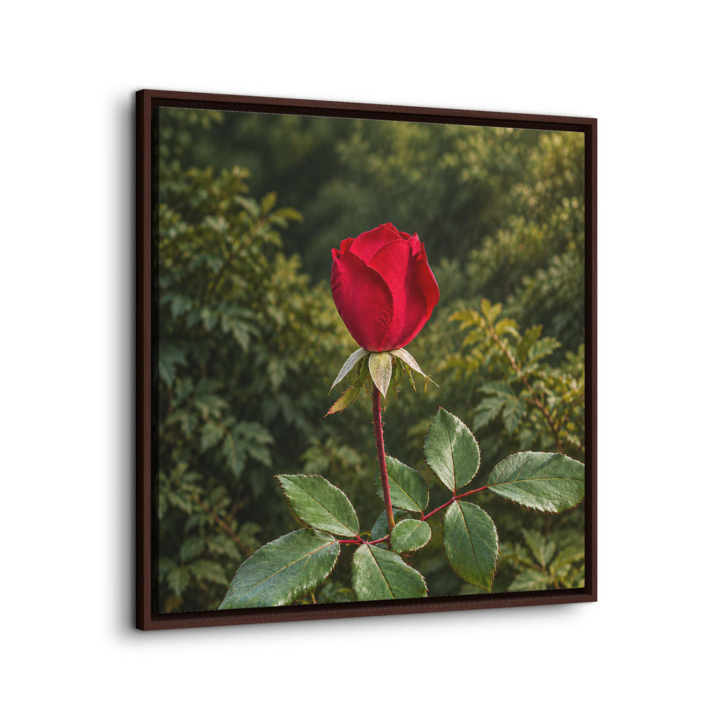 Framed Canvas Red Rose Botanical Wall Art
