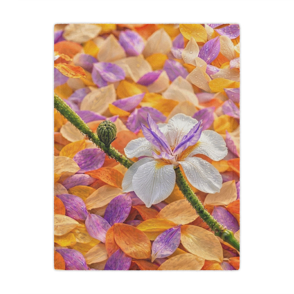 Autumn Petals Minky Blanket — Cozy Fall Leaf Throw in Orange & Purple