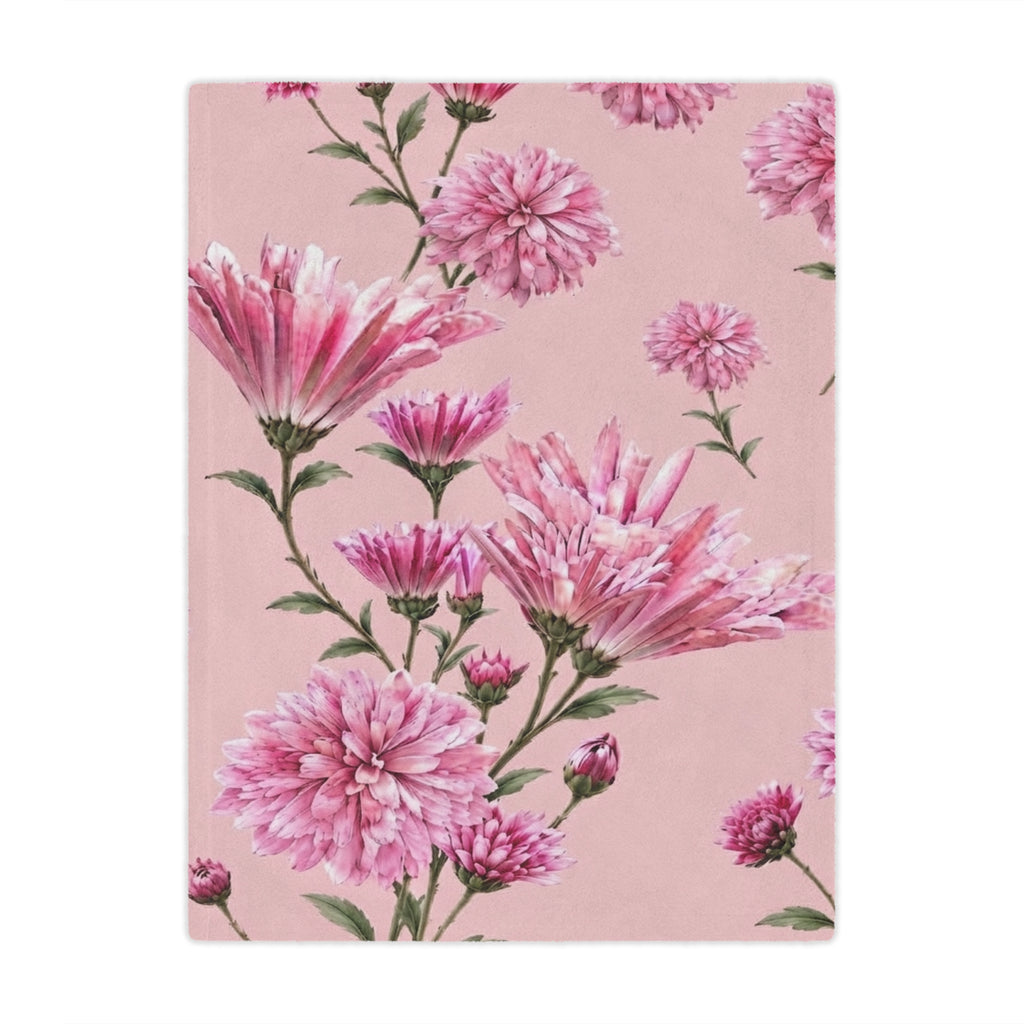 Pink Floral Minky Blanket — Soft Plush Throw with Pink Petals