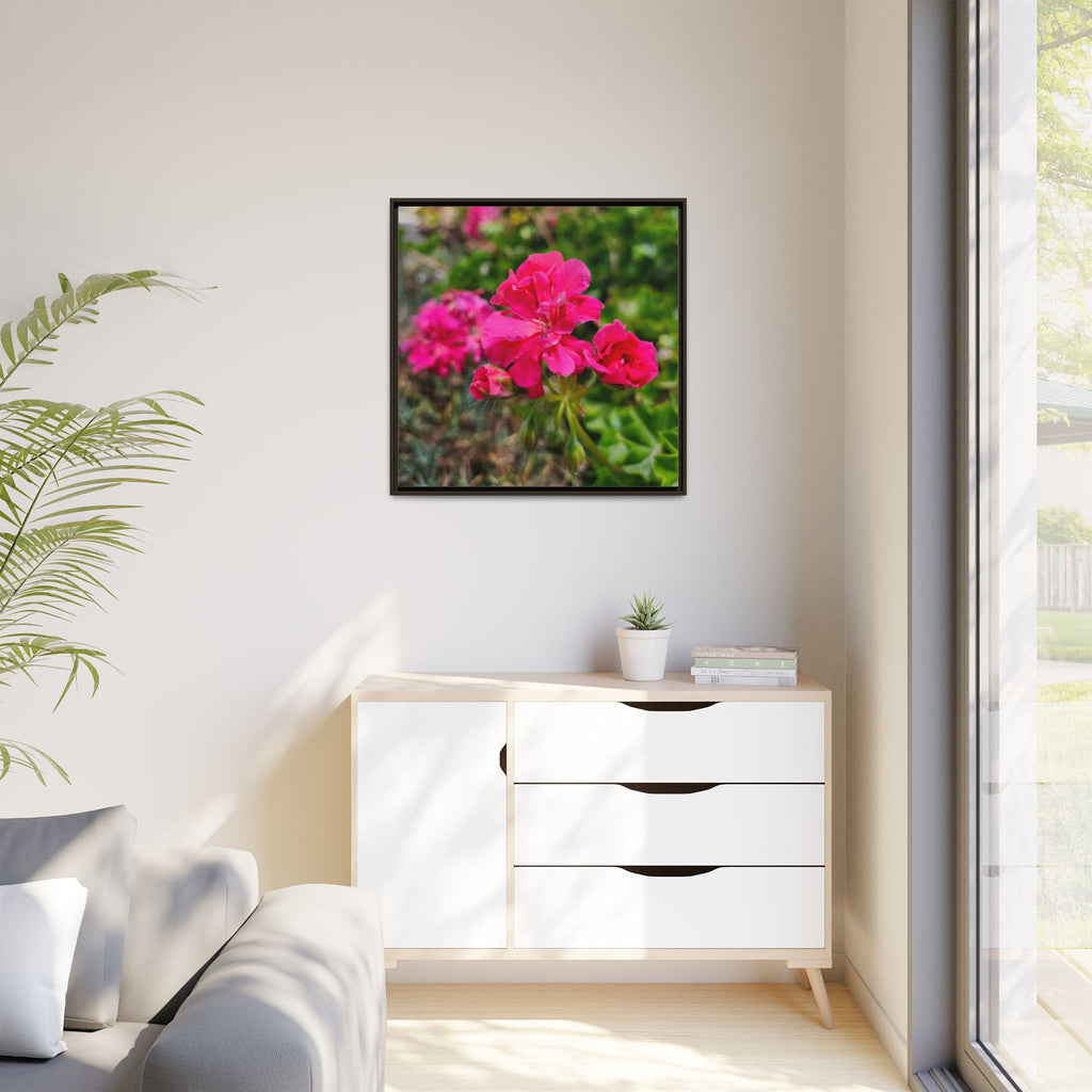 Pink Roses Floral Framed Canvas Wall Art — Matte Multi‑Color