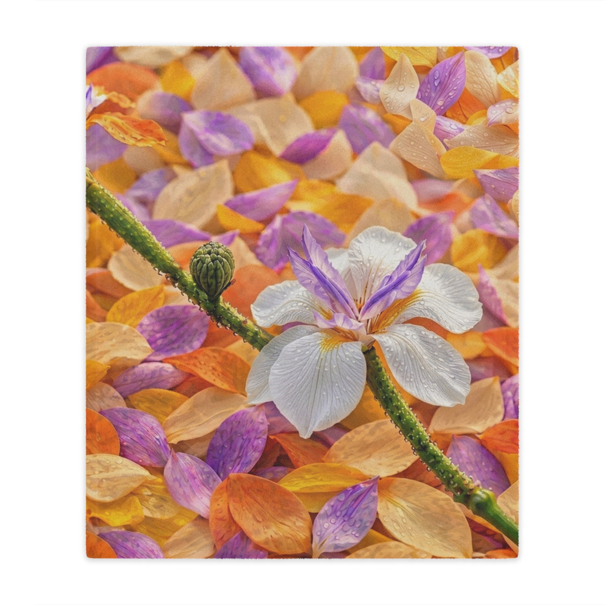 Autumn Petals Minky Blanket — Cozy Fall Leaf Throw in Orange & Purple