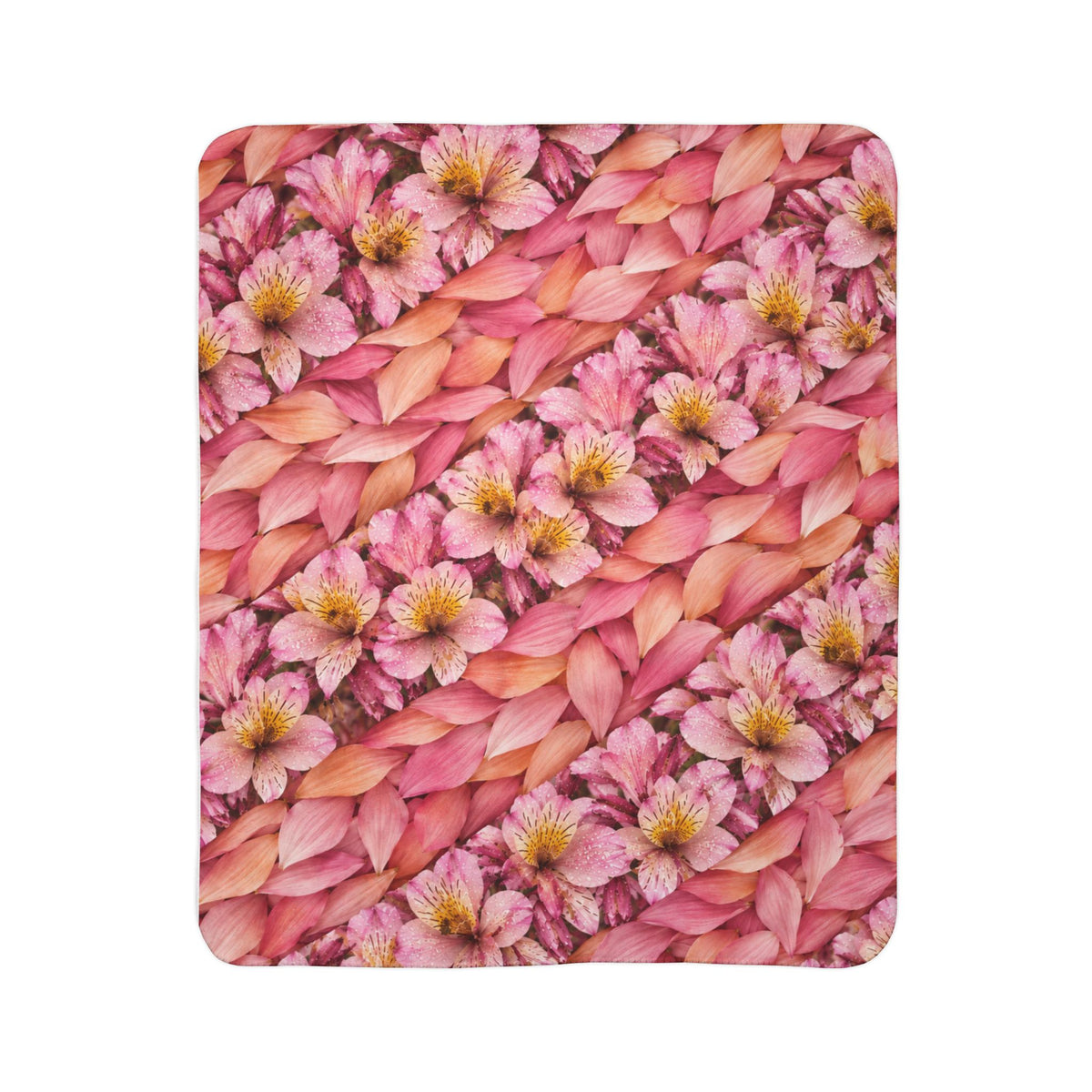 Sherpa Blanket — Pink Floral Knit Pattern Cozy Throw
