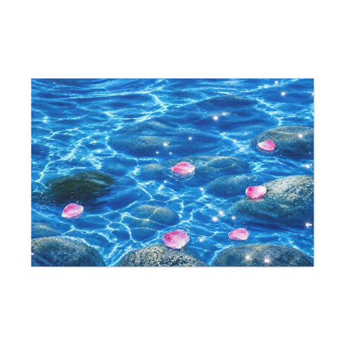 Aqua Floral Canvas Wall Art – Serene Botanical Flower Decor