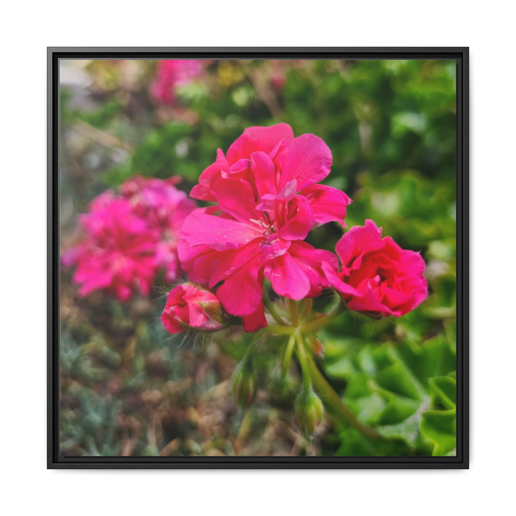 Pink Roses Floral Framed Canvas Wall Art — Matte Multi‑Color