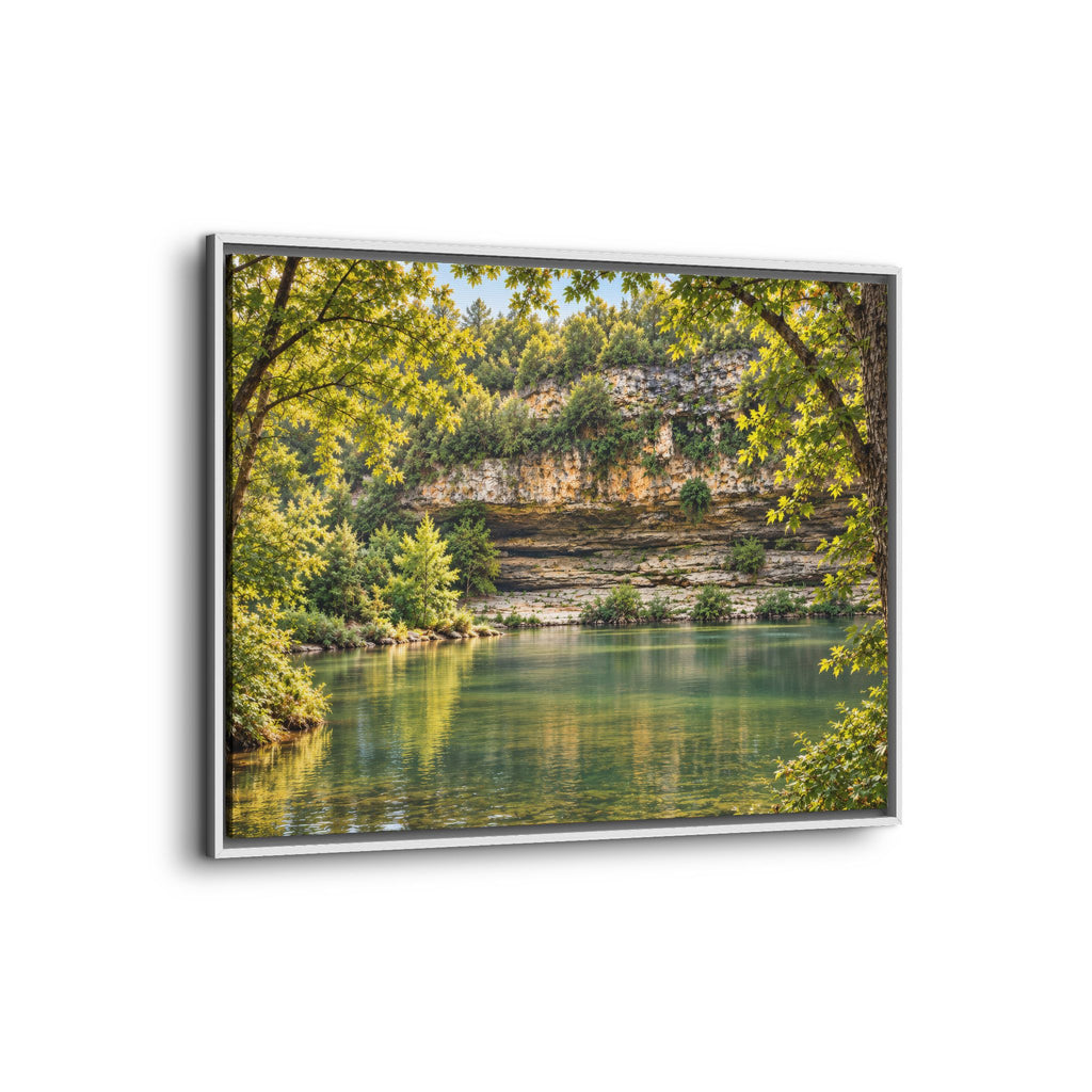 Framed Canvas Wall Art – Serene Nature Lake and Forest Landscape
