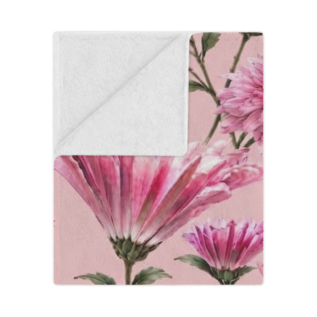 Pink Floral Minky Blanket — Soft Plush Throw with Pink Petals
