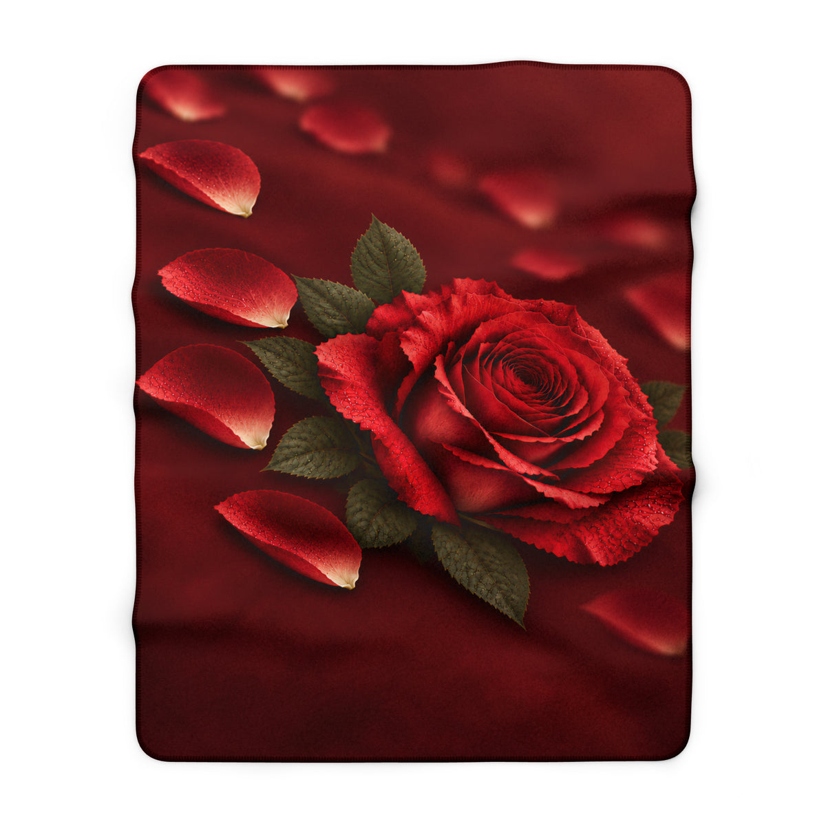 Red Rose Sherpa Fleece Blanket – Romantic Floral Throw for Valentine’s Day