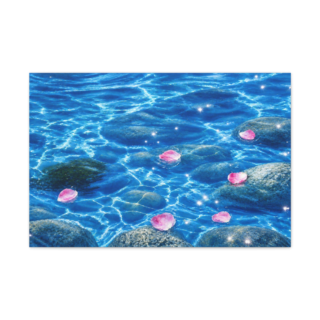 Aqua Floral Canvas Wall Art – Serene Botanical Flower Decor