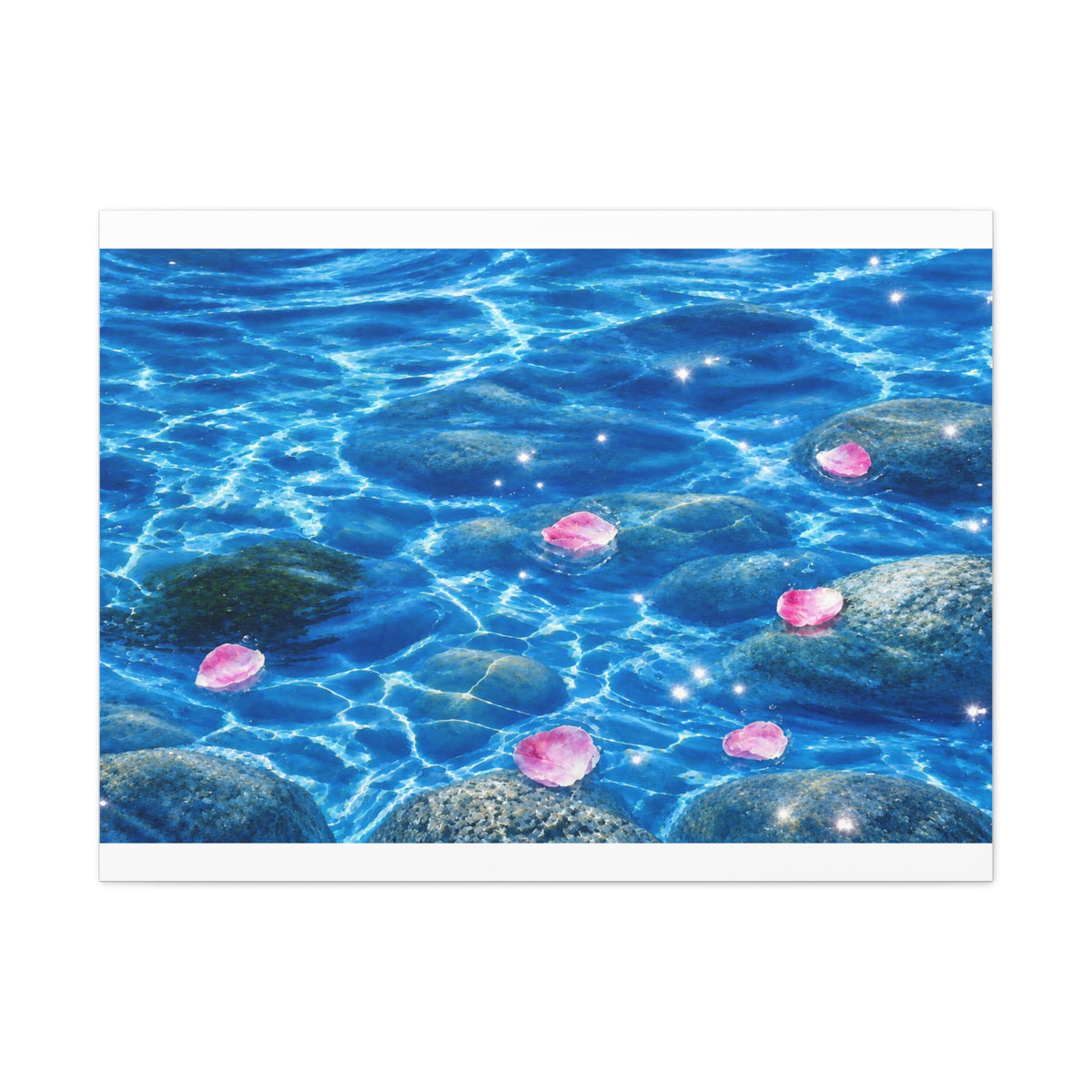 Aqua Floral Canvas Wall Art – Serene Botanical Flower Decor