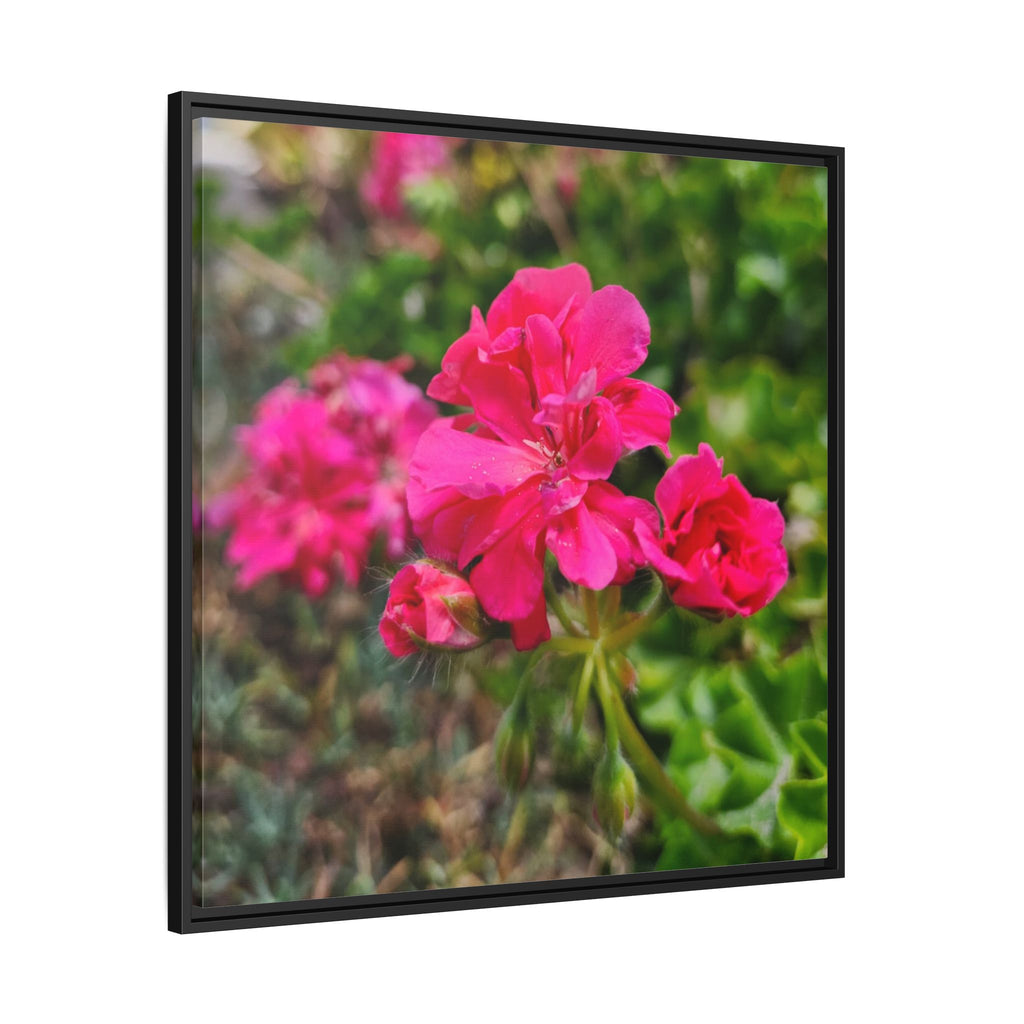 Pink Roses Floral Framed Canvas Wall Art — Matte Multi‑Color
