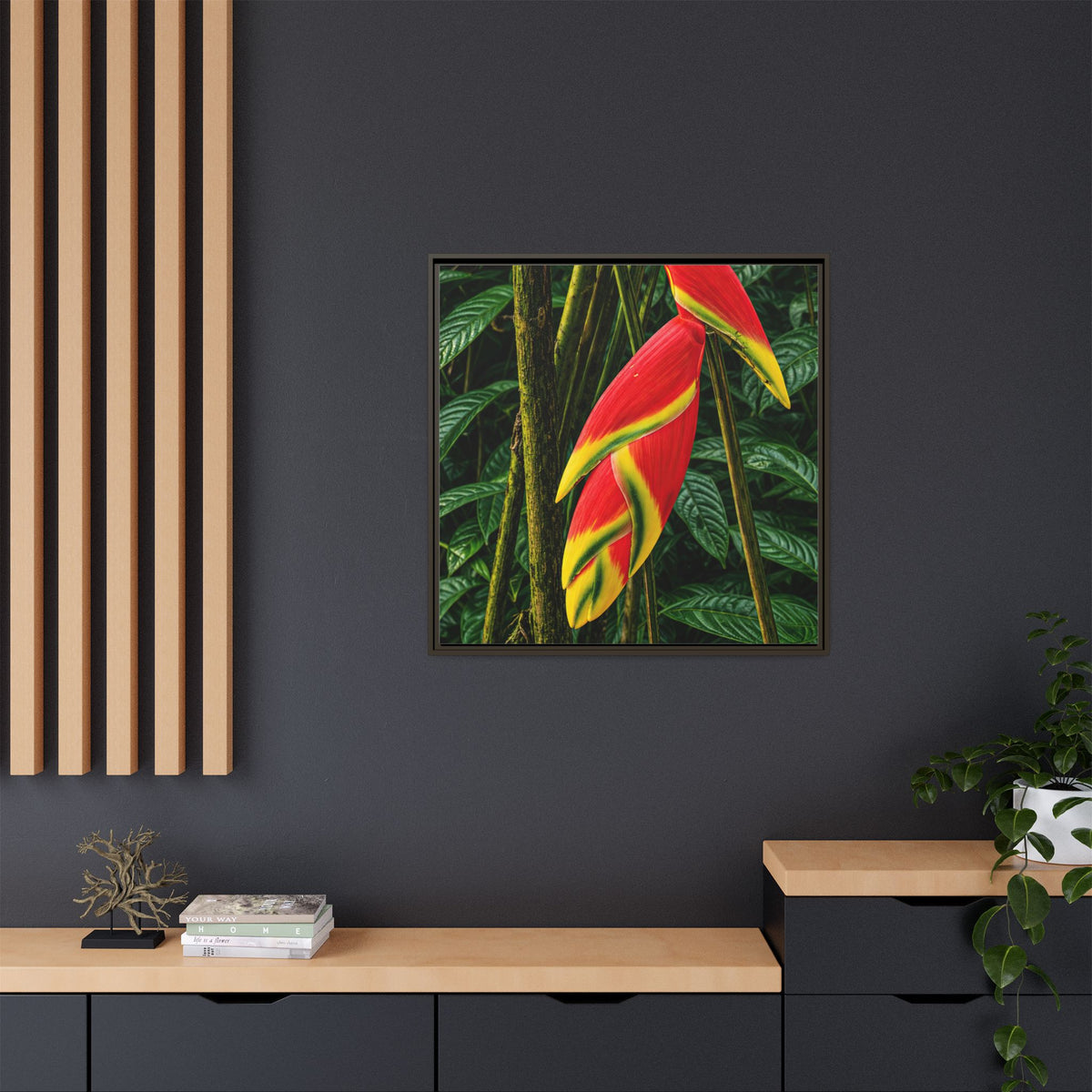Tropical Heliconia Canvas Print — Framed Matte Wall Art