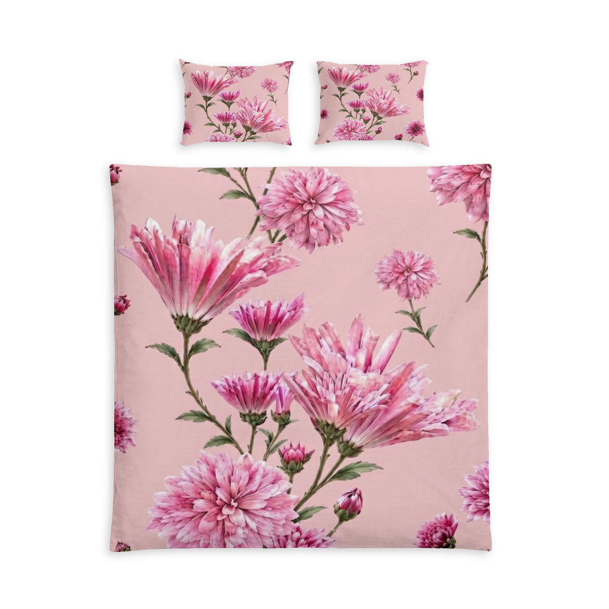 Floral Cotton Duvet Cover — Pink Wildflower Bed Set