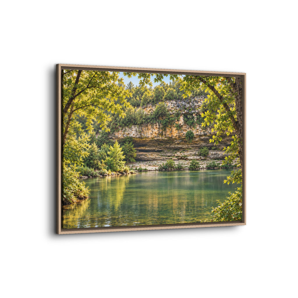 Framed Canvas Wall Art – Serene Nature Lake and Forest Landscape