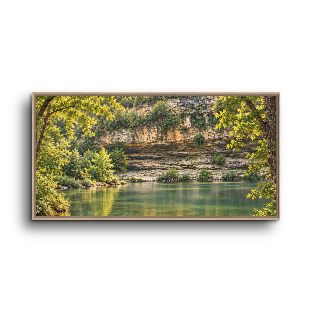Framed Canvas Wall Art – Serene Nature Lake and Forest Landscape