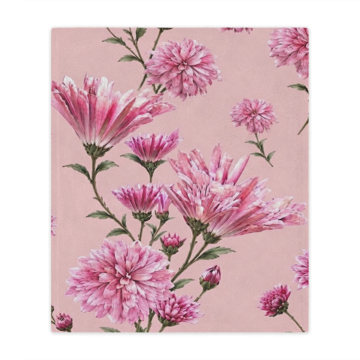 Pink Floral Minky Blanket — Soft Plush Throw with Pink Petals