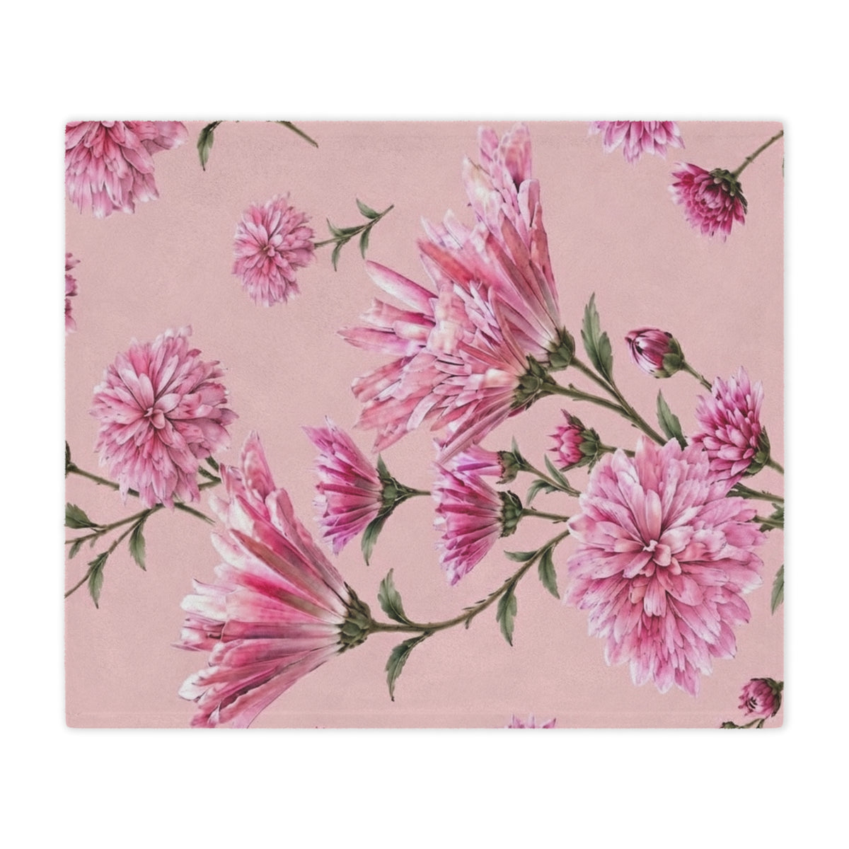 Pink Floral Minky Blanket — Soft Plush Throw with Pink Petals