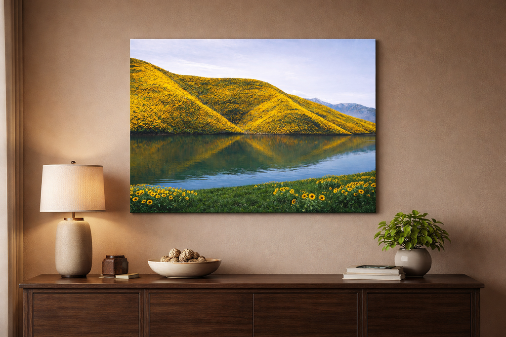 Sunflower Hills Landscape Canvas – Rustic Floral Nature Wall Decor
