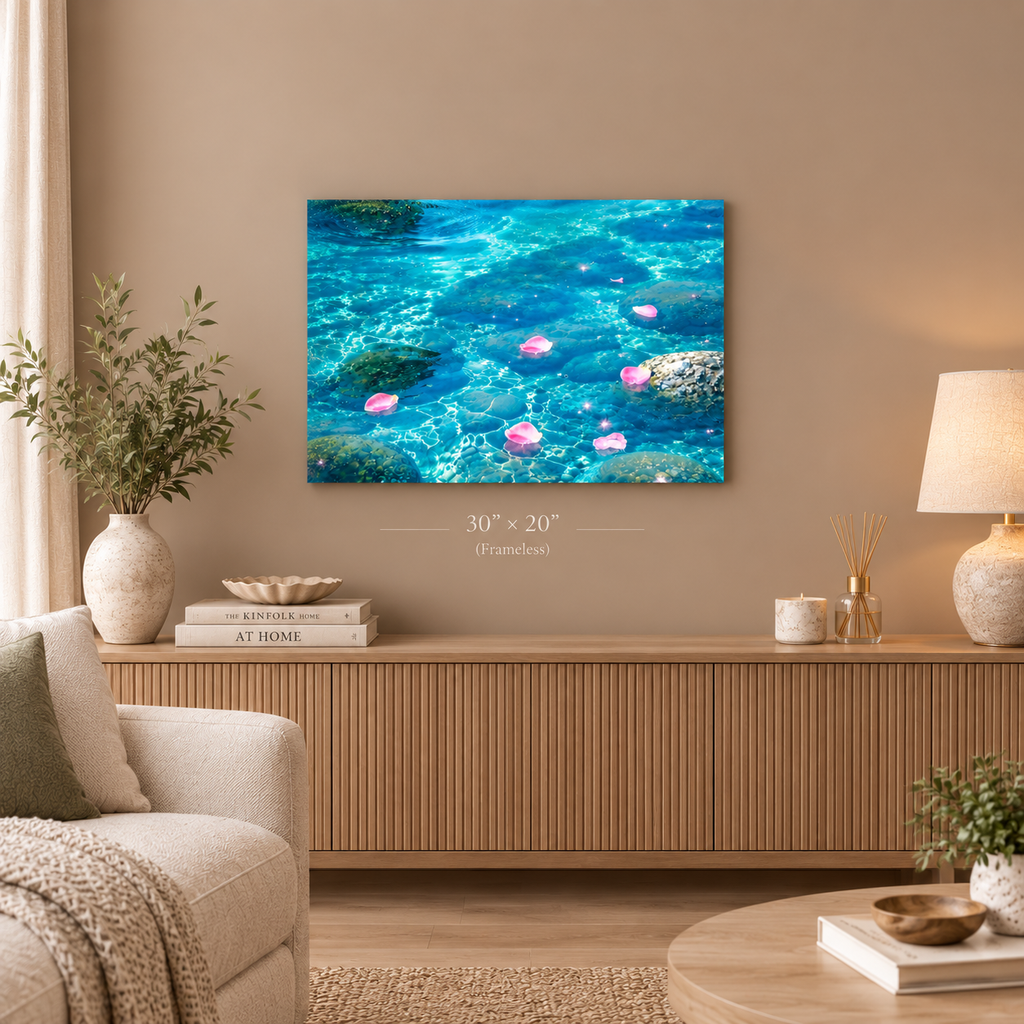 Aqua Floral Canvas Wall Art – Serene Botanical Flower Decor