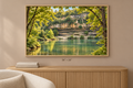 Framed Canvas Wall Art – Serene Nature Lake and Forest Landscape