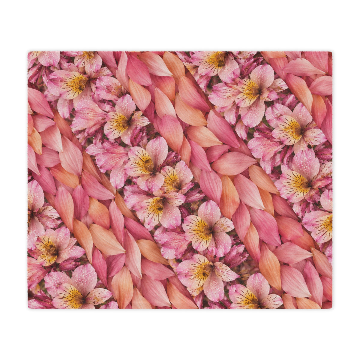 Floral Knit-Texture Minky Blanket — Soft Pink Blossom Throw