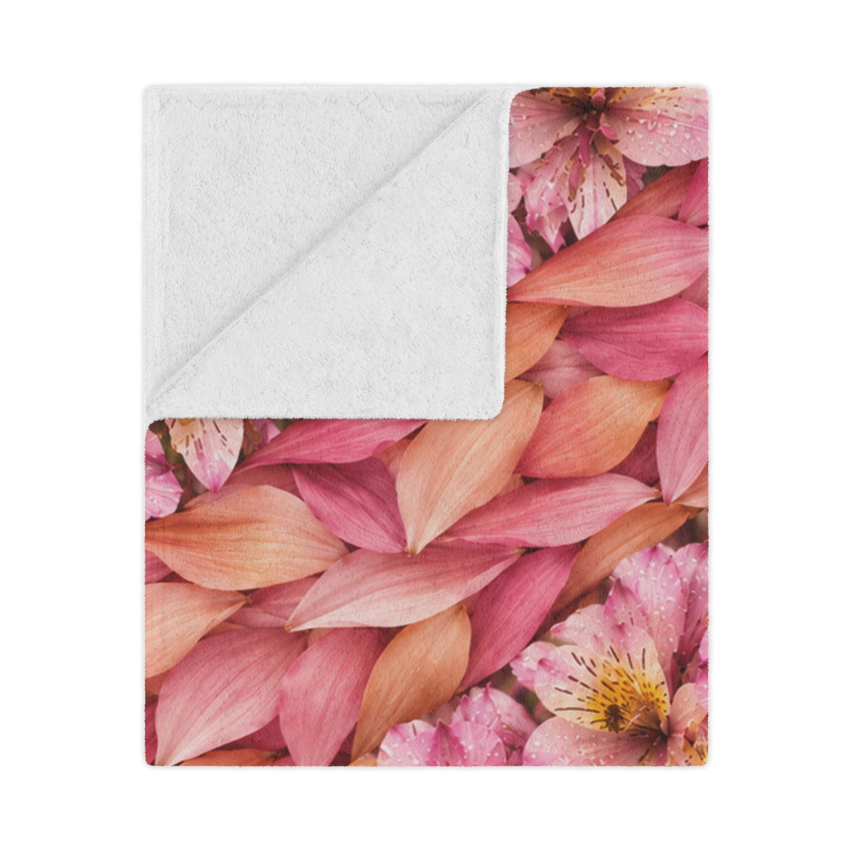 Floral Knit-Texture Minky Blanket — Soft Pink Blossom Throw