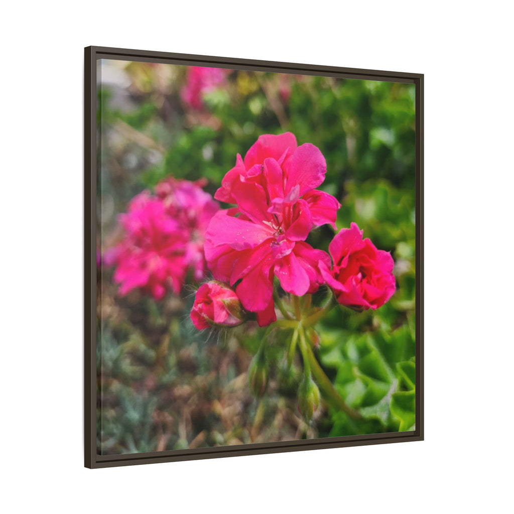 Pink Roses Floral Framed Canvas Wall Art — Matte Multi‑Color