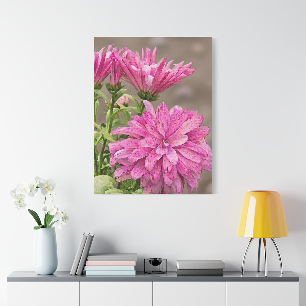 Pink Floral Canvas Wall Art – Elegant Pink Flower Wall Decor