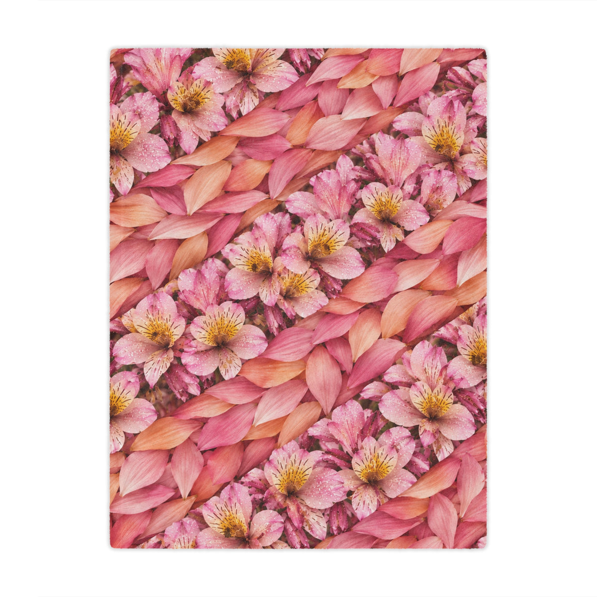 Floral Knit-Texture Minky Blanket — Soft Pink Blossom Throw