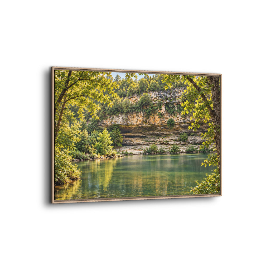 Framed Canvas Wall Art – Serene Nature Lake and Forest Landscape