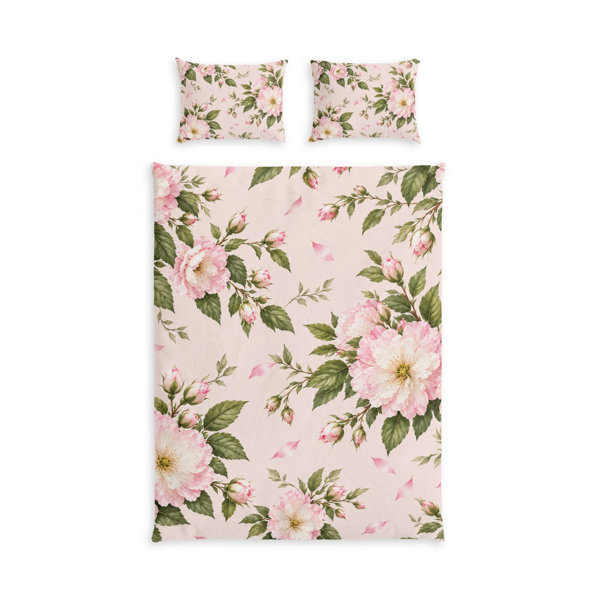 Floral Cotton Bed Set — Pink Vintage Rose Duvet Cover