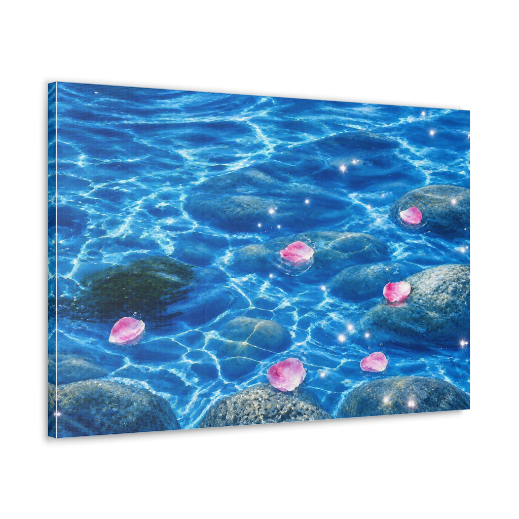 Aqua Floral Canvas Wall Art – Serene Botanical Flower Decor