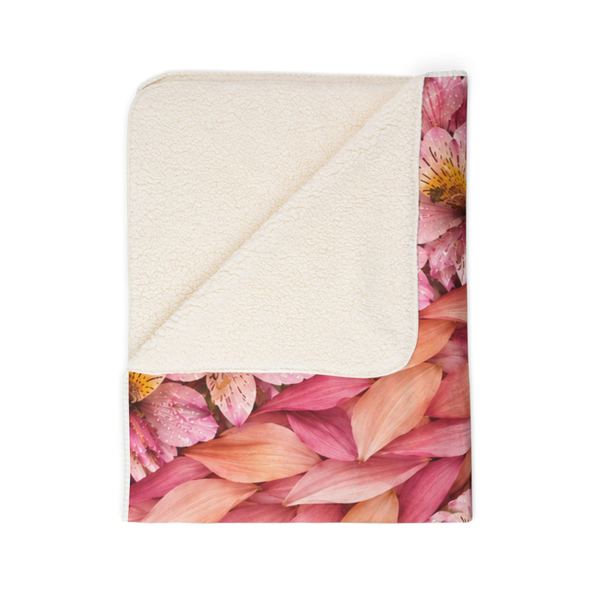 Sherpa Blanket — Pink Floral Knit Pattern Cozy Throw