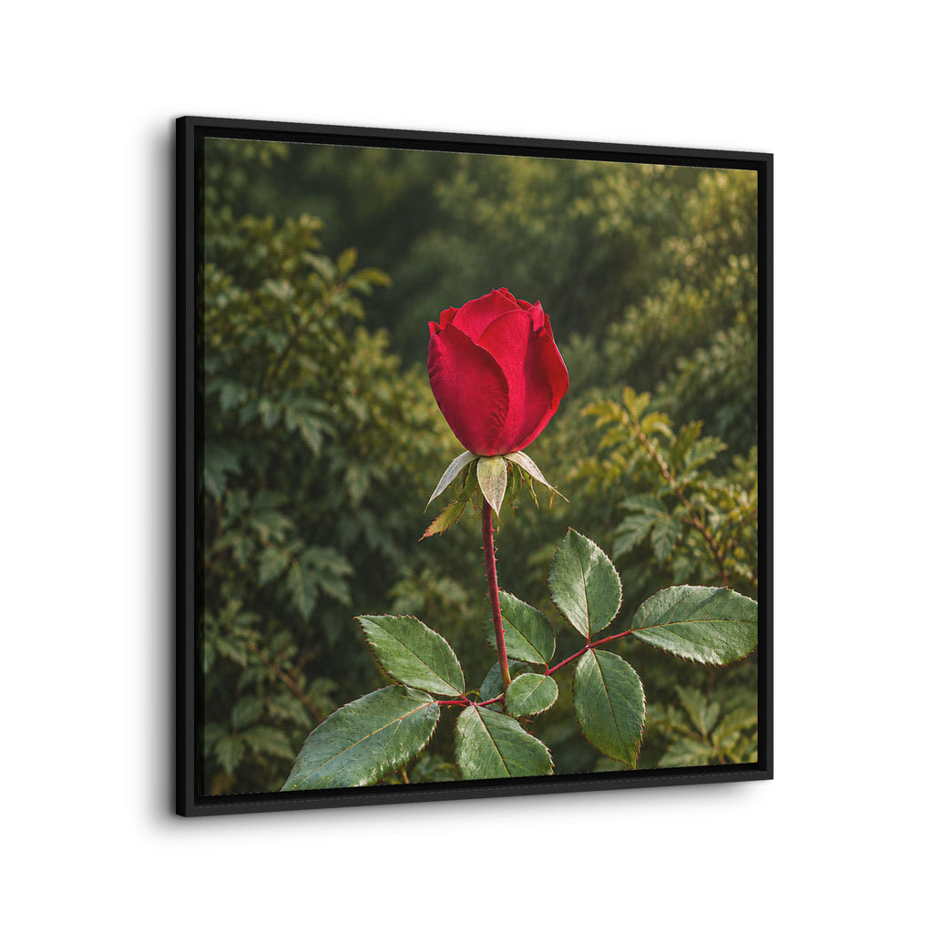 Framed Canvas Red Rose Botanical Wall Art