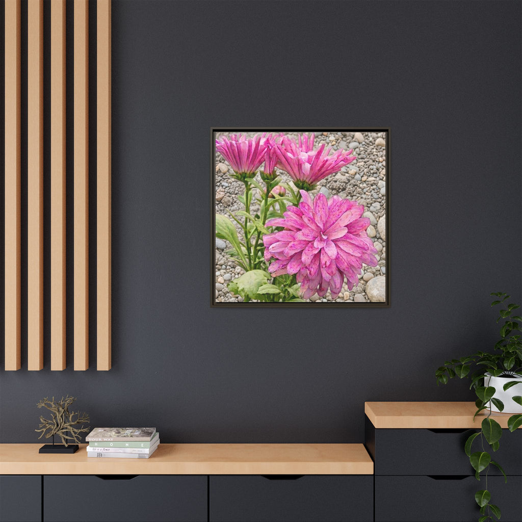 Pink Dahlia Photo Canvas Framed Wall Art
