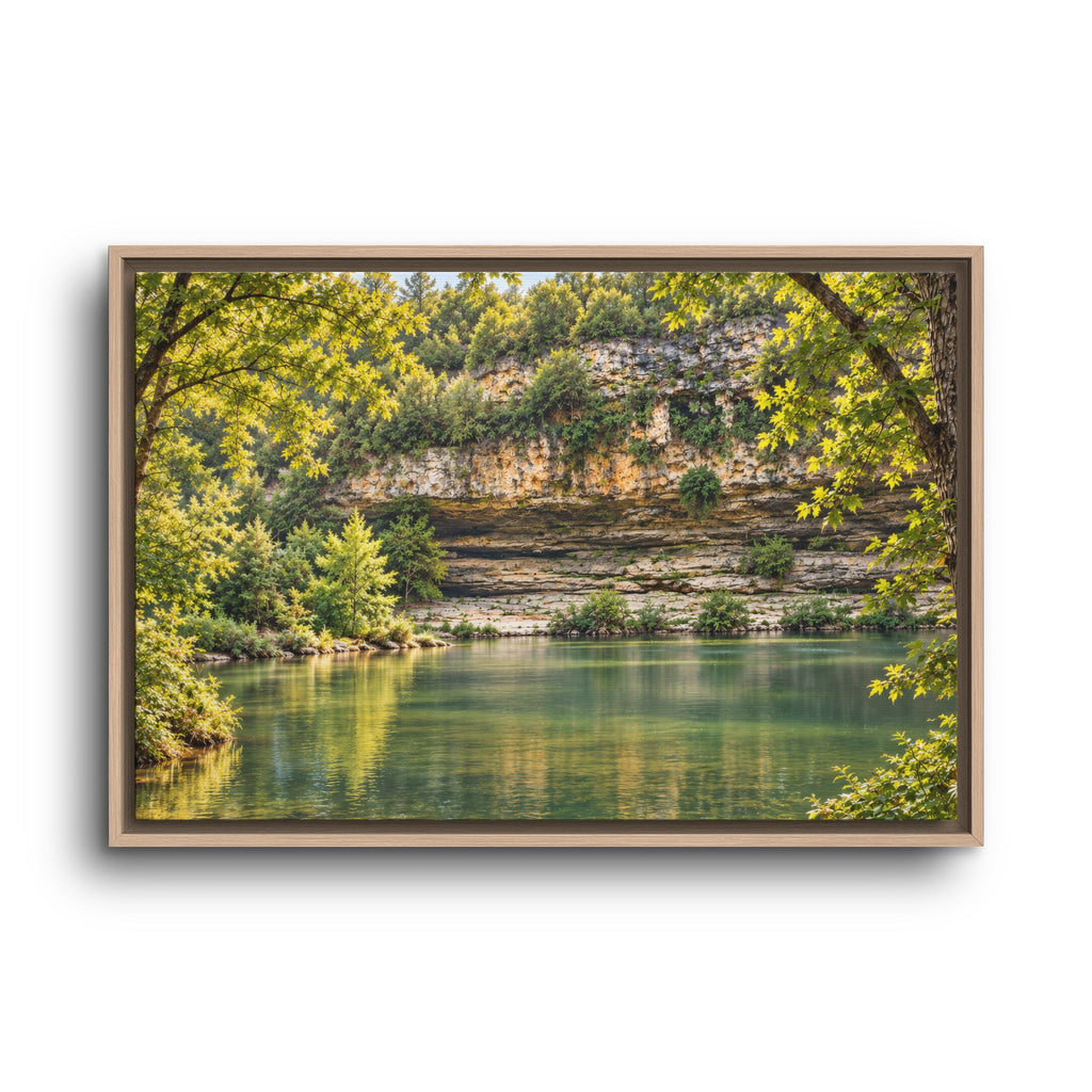 Framed Canvas Wall Art – Serene Nature Lake and Forest Landscape