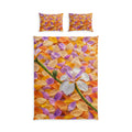 Floral Petal Cotton Bed Set — Orange & Lavender Botanical Duvet Cover