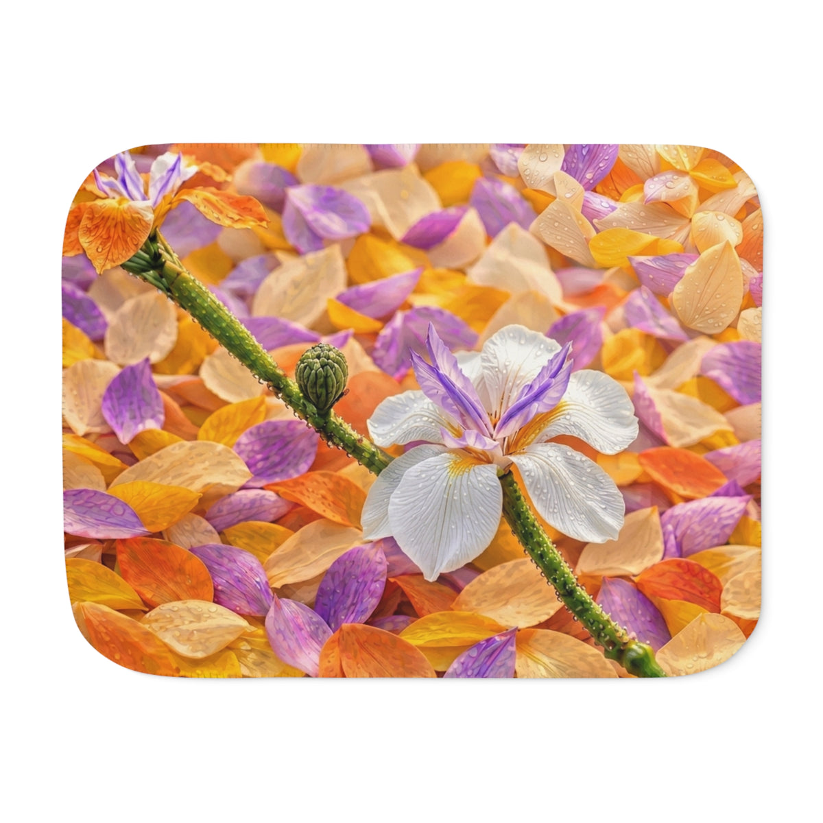 Floral Petal Sherpa Blanket — Cozy Tropical Blossom Throw