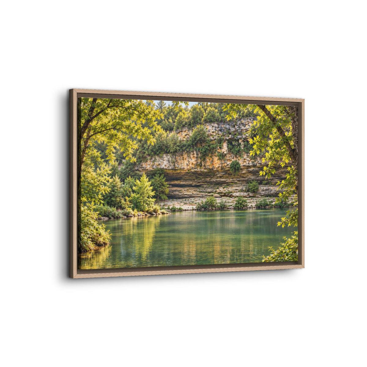 Framed Canvas Wall Art – Serene Nature Lake and Forest Landscape