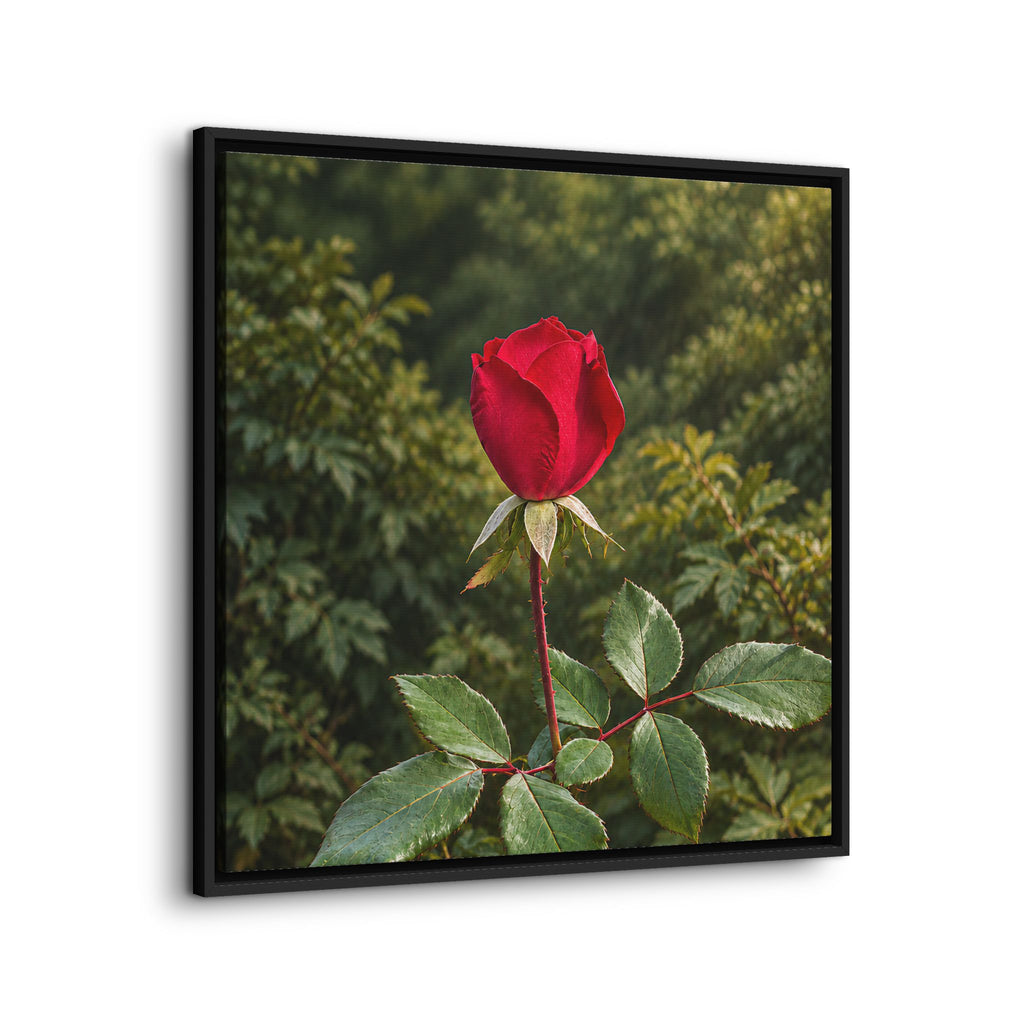 Framed Canvas Red Rose Botanical Wall Art