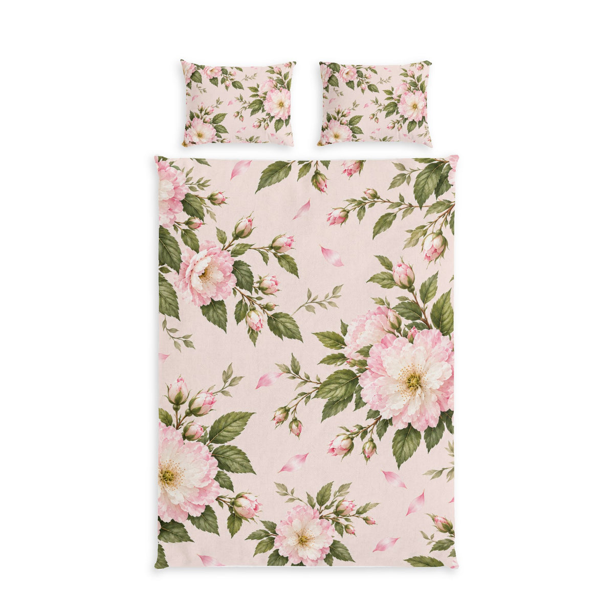Floral Cotton Bed Set — Pink Vintage Rose Duvet Cover