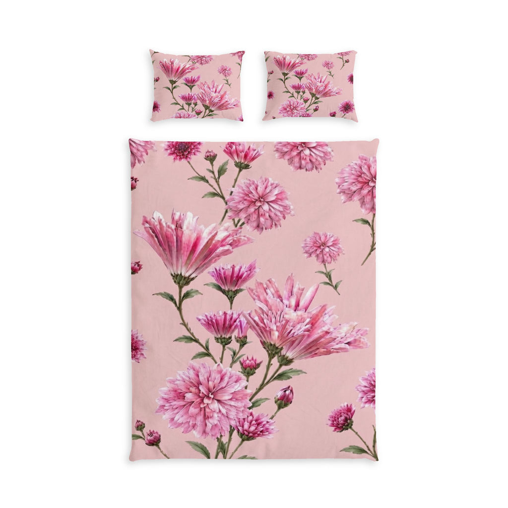 Floral Cotton Duvet Cover — Pink Wildflower Bed Set