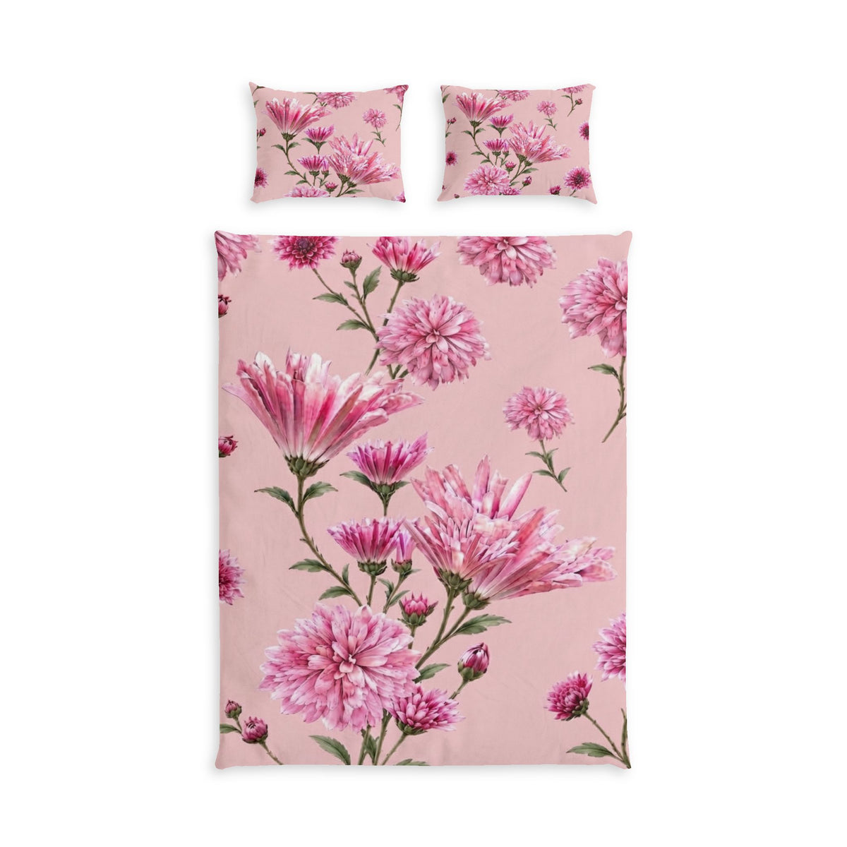 Floral Cotton Duvet Cover — Pink Wildflower Bed Set
