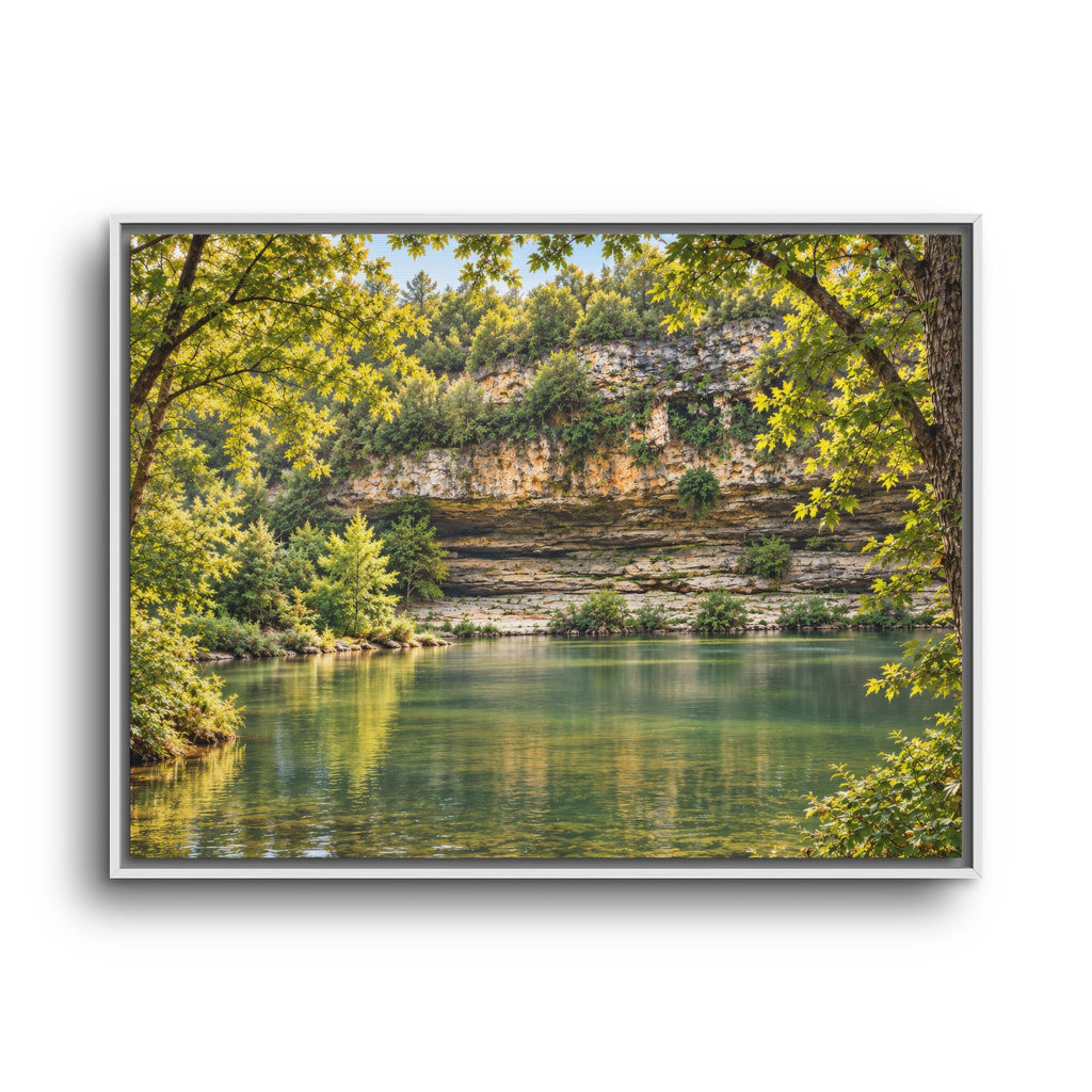 Framed Canvas Wall Art – Serene Nature Lake and Forest Landscape